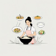 Joyful Asian Chef Preparing a Feast