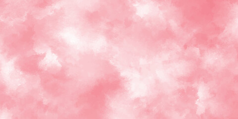 Abstract pink watercolor paint background. Soft pink cloud texture. Hand drawn digital art background with cloudy smoke. Watercolor stain on a transparent background.