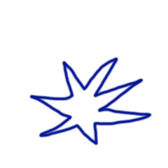 A simple blue star shape is isolated on transparent background and handdrawn