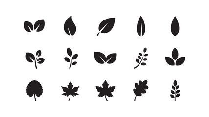 Leaf icons set, nature elements, foliage collection