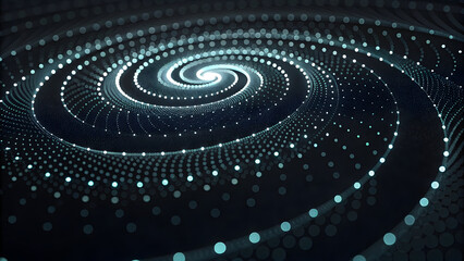 Swirling Spiral of Glowing Blue and White Dots on Dark Background abstract technology new latest web ai background futuristic hud cyber security neural network data tech download ai background
