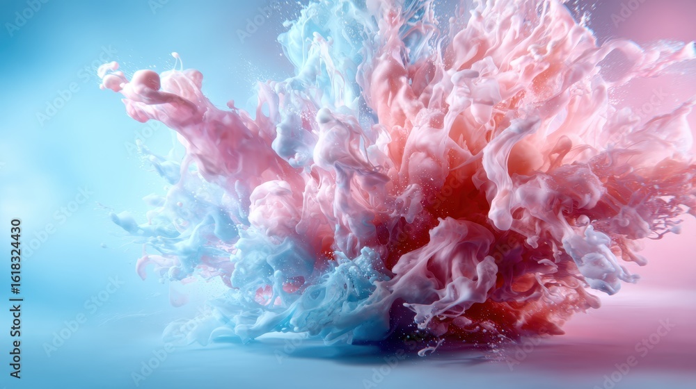 Aufkleber an abstract explosion of vibrant pink and blue paint swirls, creating dynamic motion and energy in a