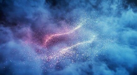 Fototapeta premium Cosmic nebula with glowing particles and electric currents