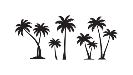 Palm trees silhouette collection tropical nature scenery