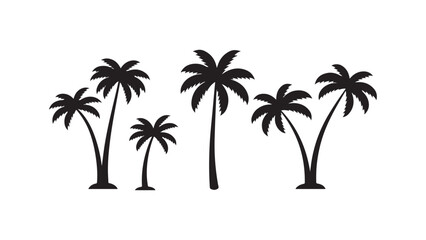 Palm trees silhouette tropical scene nature outline
