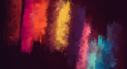 Obraz premium Vibrant abstract vertical brushstrokes of color on dark background
