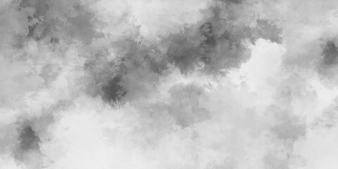 Smoke texture white background. Gray watercolor with monochrome ink wash details. Powder explosion isolated on gray background. Misty fog overlays effect.