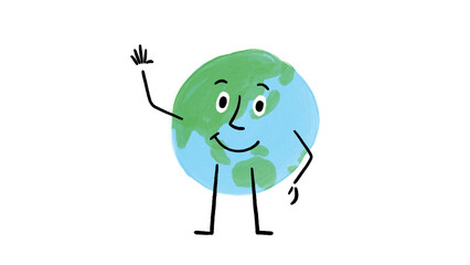Hand-Drawn World Asia Map Character Waving - video also available