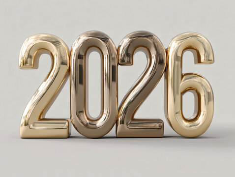 The number 2026 in golden inflated balloon