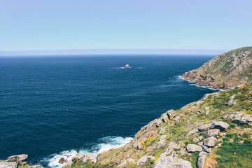 sea and rocks on the cold coast of galicia spain