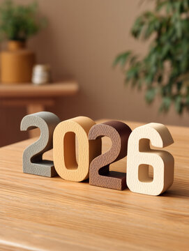 The number 2026 in wood