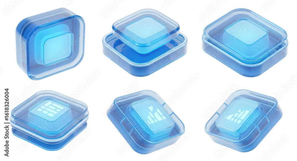 Aufkleber isometric transparent blue digital ui elements on a white background used for futuristic interface d