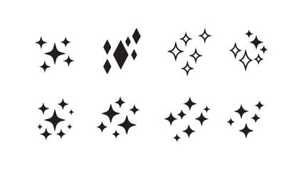 Sparkle elements, diamond shapes, scattered stars, shiny accents