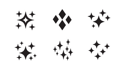 Sparkle shapes collection, diamond icons, glittering elements