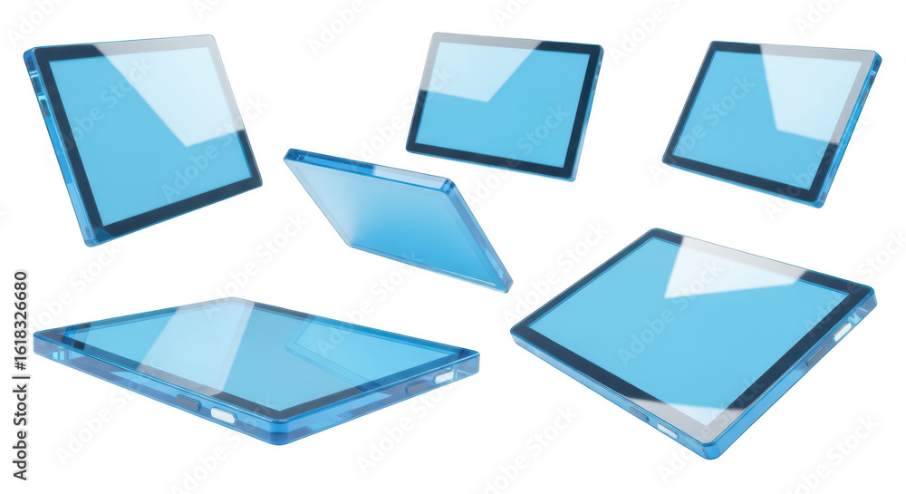 Aufkleber modern tablets floating multiple angles white background showcasing technology and digital displays 