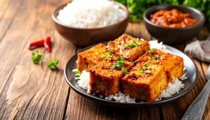 Assorted Fried Tempeh and Side Dishes Served on a Banana Leaf Platter in Indonesian Style