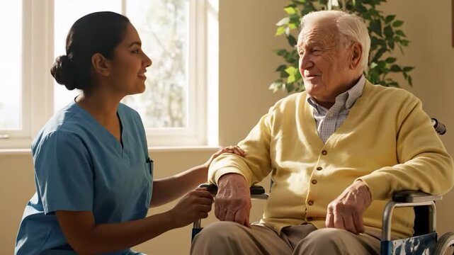 Assistance attentionn&eacute;e d'une infirmi&egrave;re &agrave; un a&icirc;n&eacute;