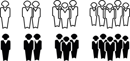 Teamwork concept with group of people icons in different sizes and colors