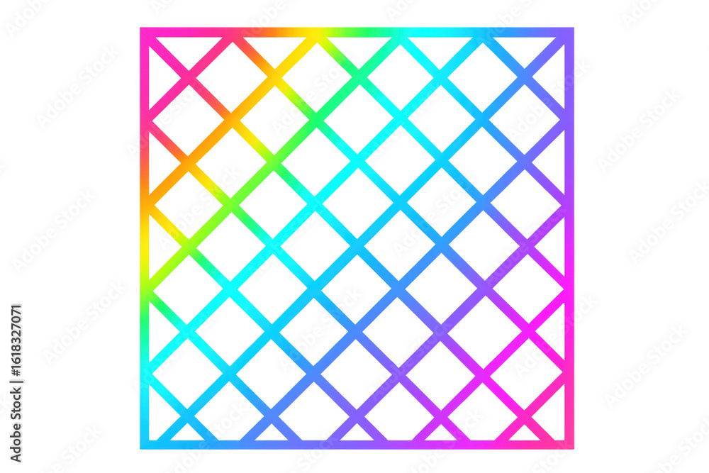 Poster colorful rainbow grid gradient with transparent backdrop, providing versatile graphic design overlay