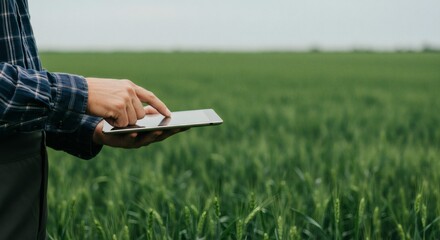 Farming Technologies Modern Agriculture with Digital Touch on Green Fields and Smart Farming Practices