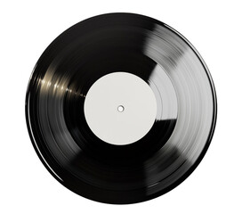 Obraz premium A close up overhead view of a black vinyl record isolated on a transparent background