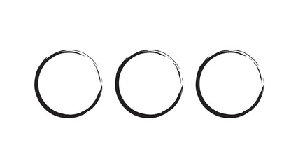 Three circles, hand-drawn style, simple shapes, monochrome