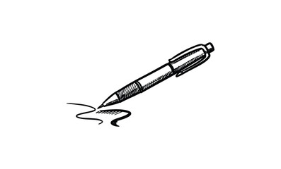 Hand-drawn sketch of a pen drawing line on white background. Vector retro hand drawn illustration