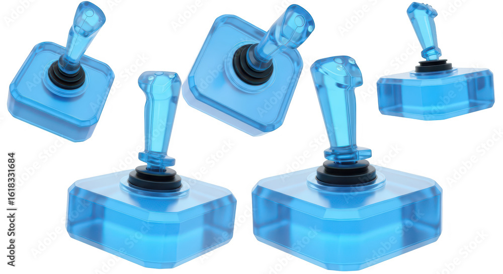 Aufkleber blue game controllers floating against white background indicating virtual reality gaming with focus