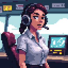 Air Traffic Controller Women Pixel Art