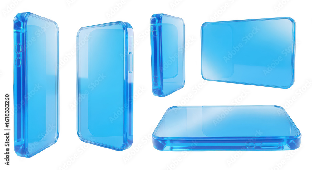 Aufkleber 3d-rendered transparent phone cases in different views on a white background ideal for product mocku