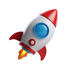 3D Toy Rocket Launch Icon for Startup Concept