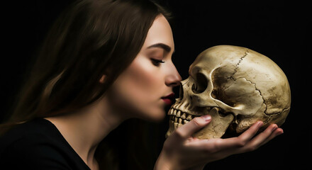 Woman Contemplating a Skull