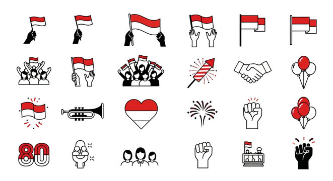 Indonesia Independence Day vector icons. - Powered by Adobe