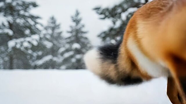 angry fox Close-up of a fierce red fox snarling with bared teeth in a snowy winter environment, showcasing wild animal aggression.