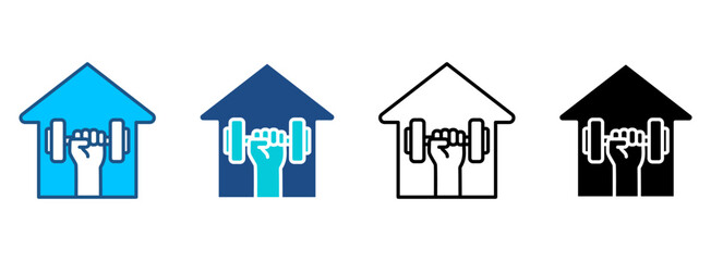 Stay At Home Icon Set With Multiple Styles. Vector Illustration