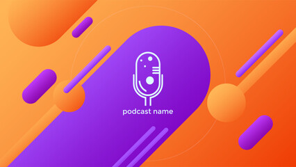 PODCAST BACKGROUND WITH DIAGONAL GEOMETRIC SHAPES ORANGE PURPLE GRADIENT COLOR SIMPLE TEMPLATE DESIGN VECTOR. GOOD FOR COVER DESIGN, BANNER, WEB,SOCIAL MEDIA