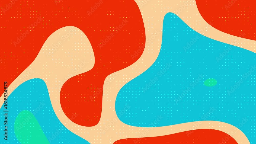 Poster aurora heat dynamic abstract background animation with fluid shapes, vibrant colors, and halftone pa