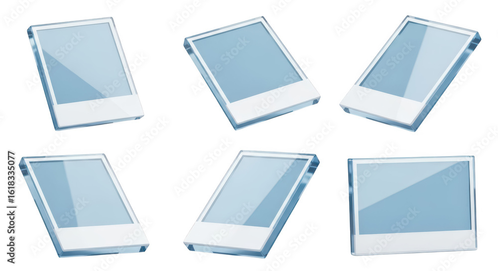 Poster multiple 3d render of abstract glass photo frames on a white backdrop perfect for showcasing digital