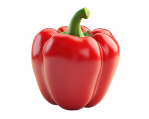 Vibrant red bell pepper isolated against a deep transparent background ideal for culinary designs