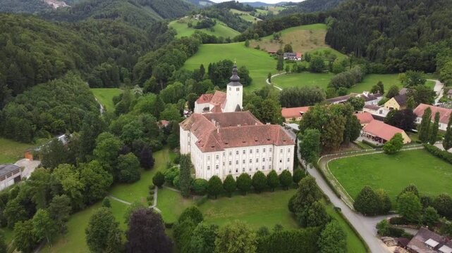 Aerial View of Gest&uuml;t Piber in Voitsberg, Styria &ndash; Historic Lipizzaner Horse Stud Farm in Austria