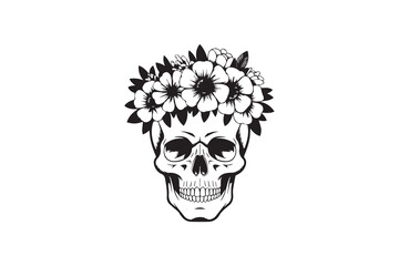 floral skull illustration vector