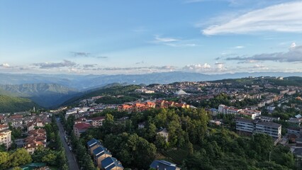 Aerial photography of summer houses in Xiannv Mountain town, Wulong District, Chongqing, China