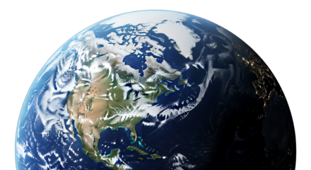 Satellite View of Planet Earth Showing Continents Oceans and Clouds
