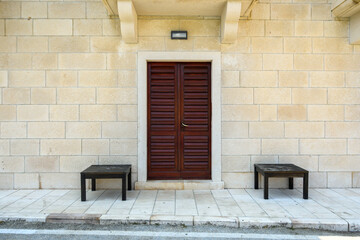 Architecture of Pucisca town on the northern coast of Brac island. Croatia