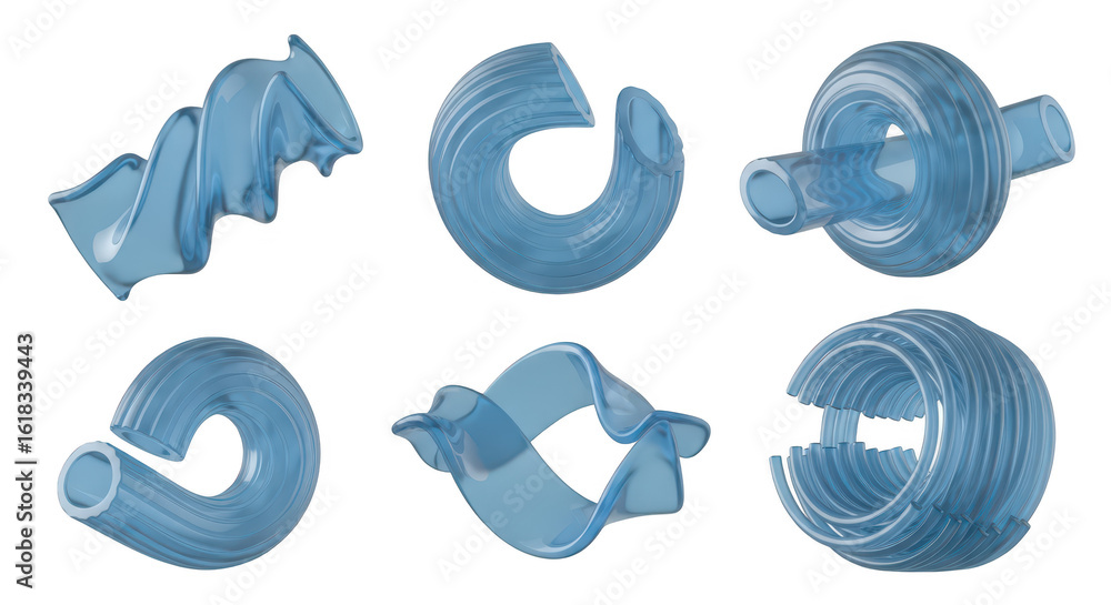 Aufkleber blue translucent 3d abstract shapes floating against a white backdrop suitable for design advertisin