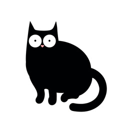 Funny black cat cartoon. Playful and quirky cat with big eyes and a cute expression.
