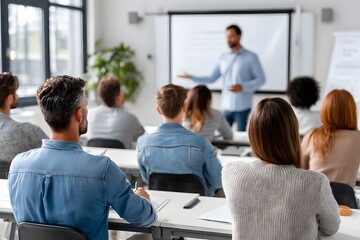 강의실에서 수업하는 강사와 학생들
