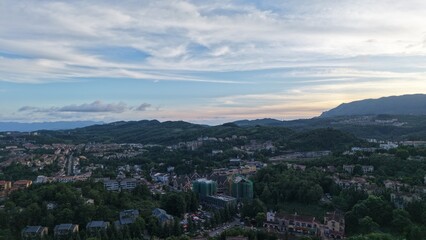 Aerial photography of summer houses in Xiannv Mountain town, Wulong District, Chongqing, China