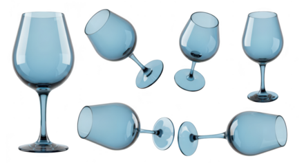 Wine glasses various positions isolated on white perfect for restaurant menu design or wine tasting promotion