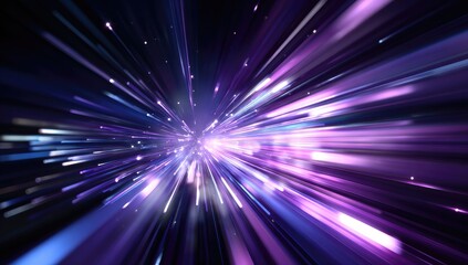 Fototapeta premium Purple-violet light streaks explode outward